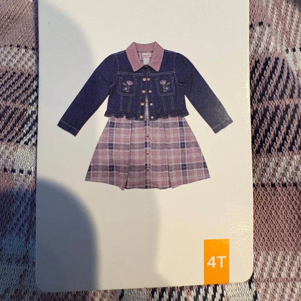 Crop Jean Jacket and Dress 2 Piece Set Casual Cowgirl Toddler 4T NEW - Picture 9 of 11